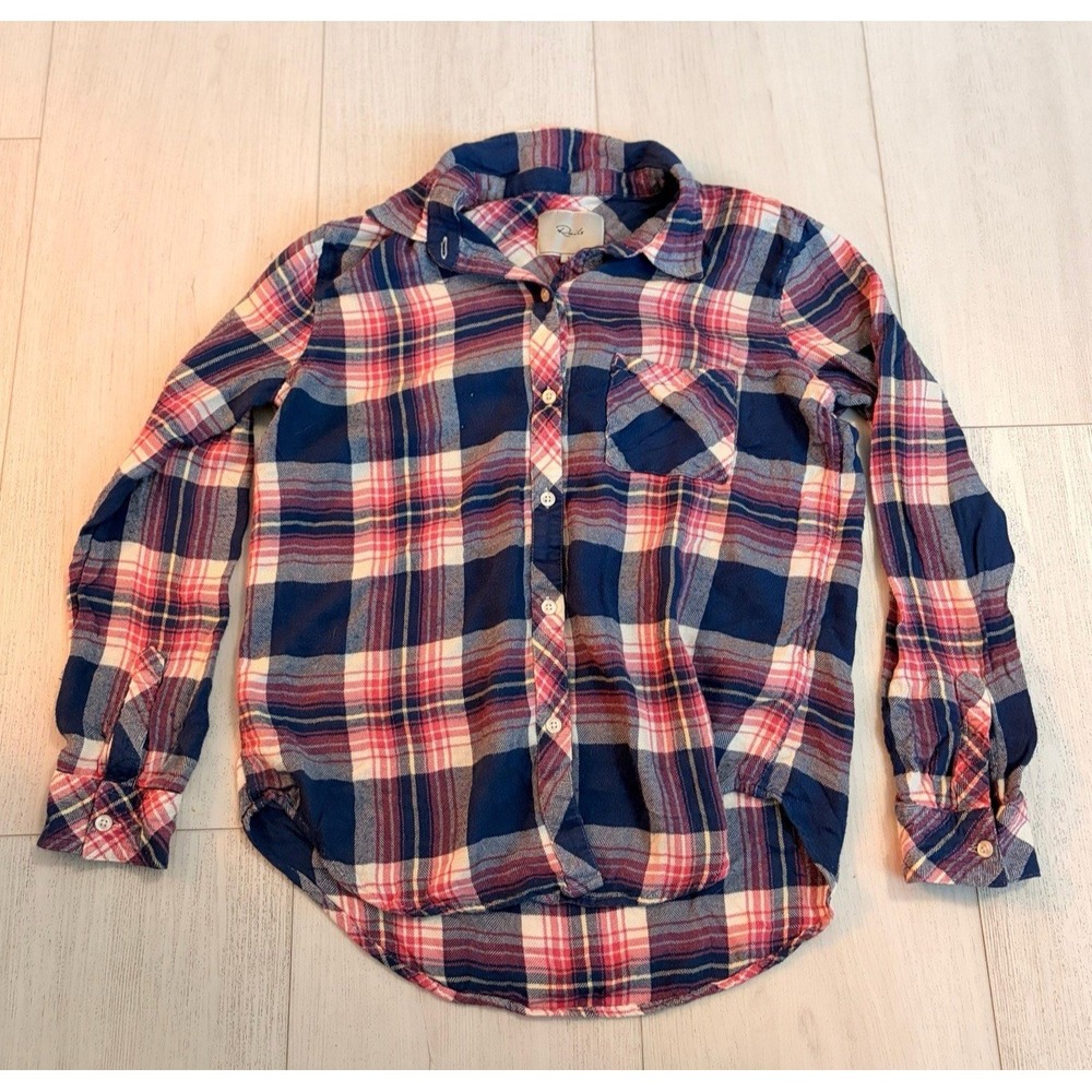 RAILS Hunter Plaid Flannel Button Down Shirt Sz S Azure Pink Yellow Colors